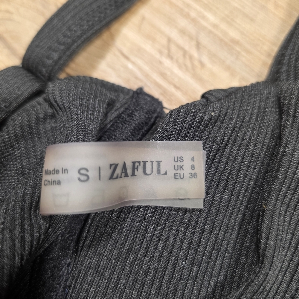 Zaful Black Ribbed Cheeky Bikini Set Size 4 - Picture 6 of 6